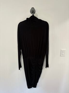 Veronica Beard Black Long Sleeve Turtle Neck Rouched Short Dress Size Large